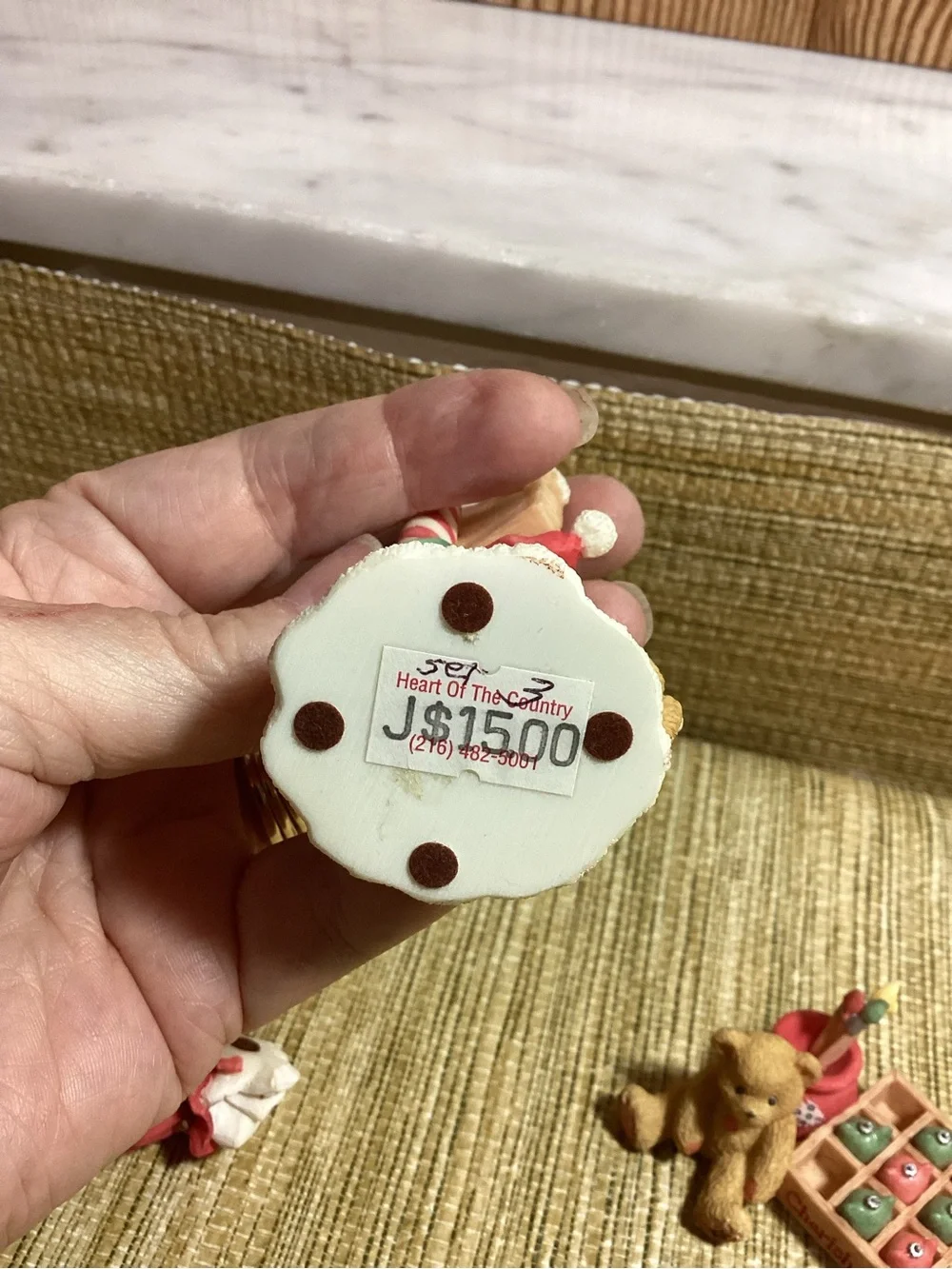 Heart of the Country Teddies Bear Ornament Set in Red and Tan -